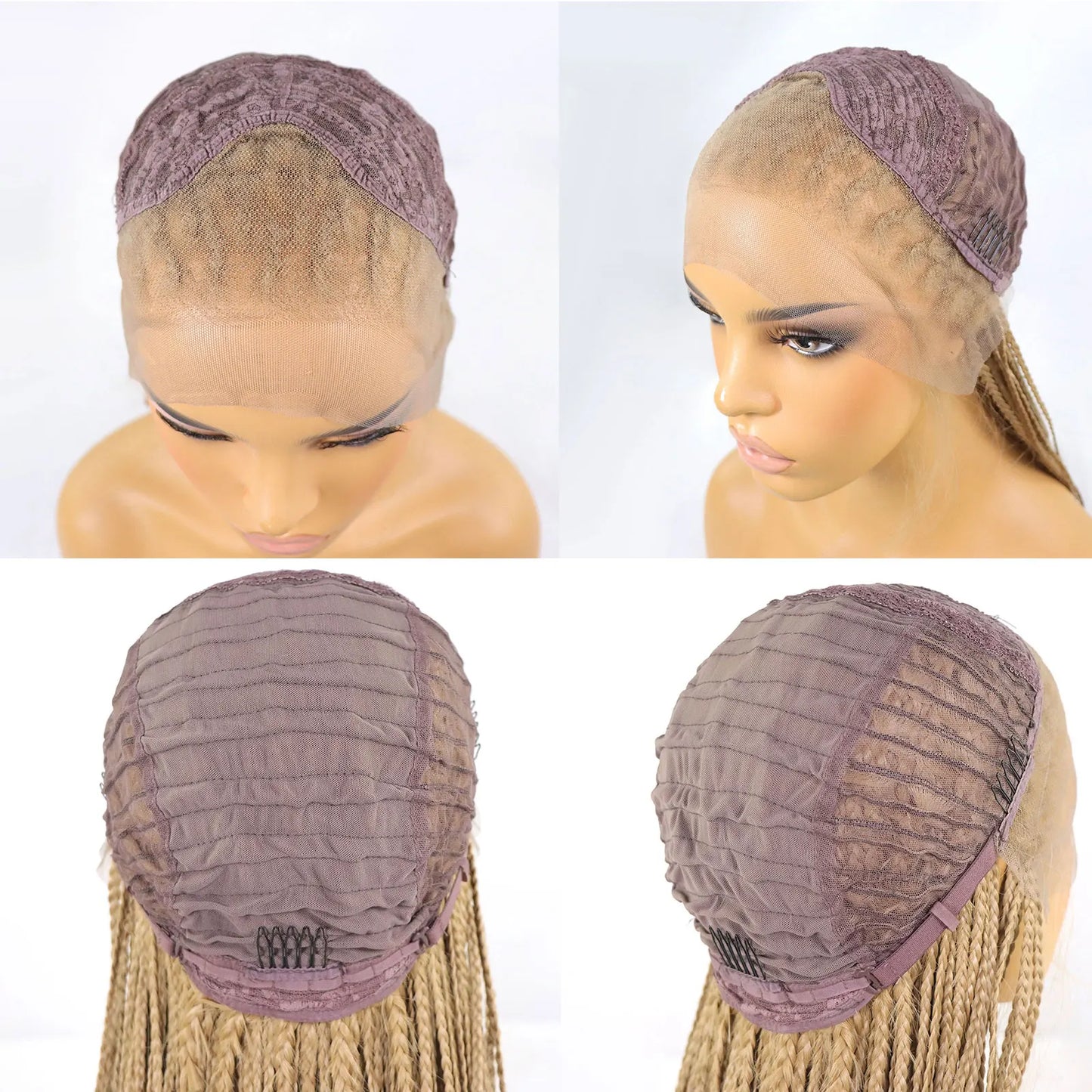 #27 Honey Blonde Box Braided Wigs Knotless Braids 13x3  Lace Frontal Wig Synthetic Braiding Hair Wigs With Baby Hair For Women