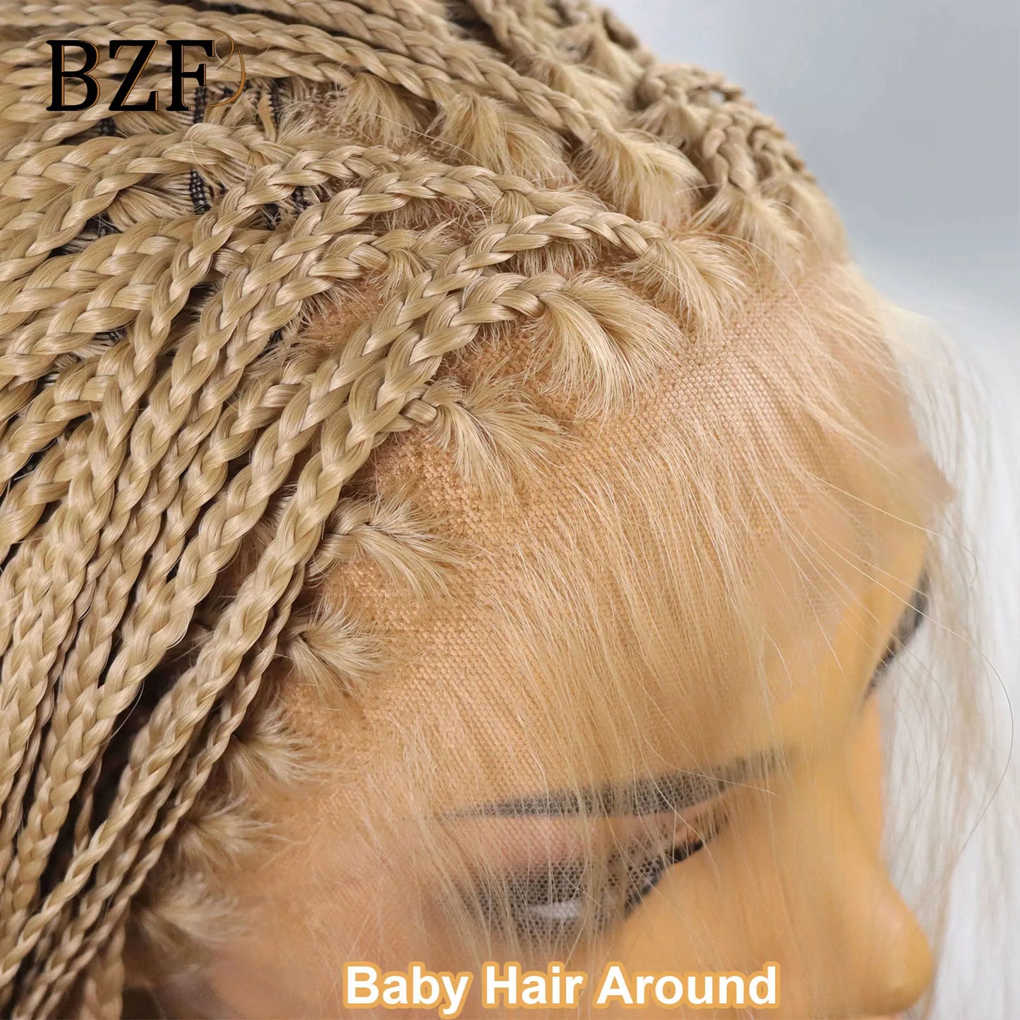 #27 Honey Blonde Box Braided Wigs Knotless Braids 13x3  Lace Frontal Wig Synthetic Braiding Hair Wigs With Baby Hair For Women