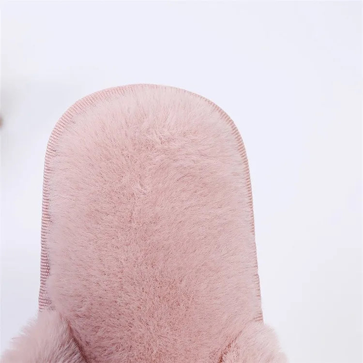 Women Home Slippers With Faux Fur Flat Shoes Winter Shoes Keep Warm Shoes For Woman Flats Bow Basic Slipper 36-41