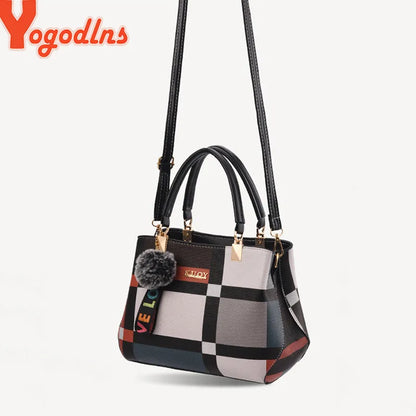 Yogodlns New Luxury Handbag Women Stitching Wild Messenger Bags Designer Brand Plaid Shoulder Bag Female Ladies Totes