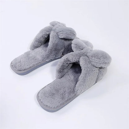 Women Home Slippers With Faux Fur Flat Shoes Winter Shoes Keep Warm Shoes For Woman Flats Bow Basic Slipper 36-41