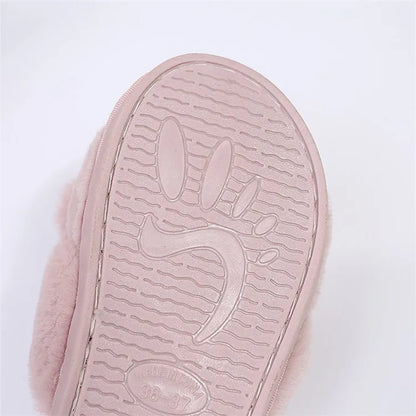 Women Home Slippers With Faux Fur Flat Shoes Winter Shoes Keep Warm Shoes For Woman Flats Bow Basic Slipper 36-41