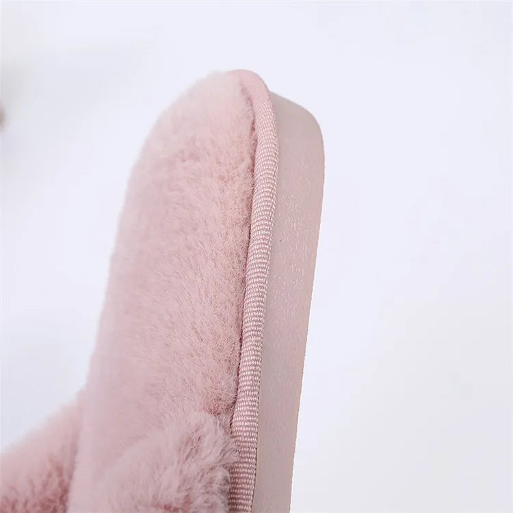 Women Home Slippers With Faux Fur Flat Shoes Winter Shoes Keep Warm Shoes For Woman Flats Bow Basic Slipper 36-41