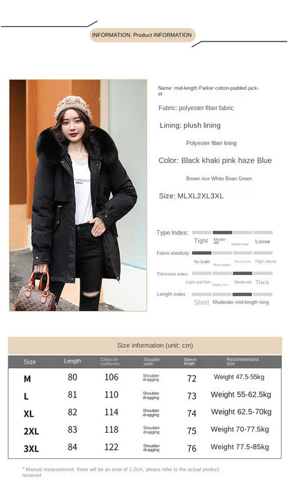 Women Parka Fashion Long Coat Wool Liner Hooded Parkas