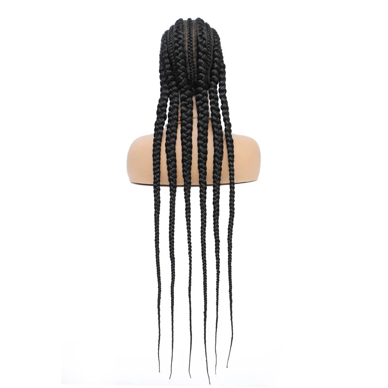 36" Synthetic Lace Front Wigs Jumbo Braided Wigs Full Lace Front Dutch Twins Cornrows Braids Wig For Black Women Crochet Hair