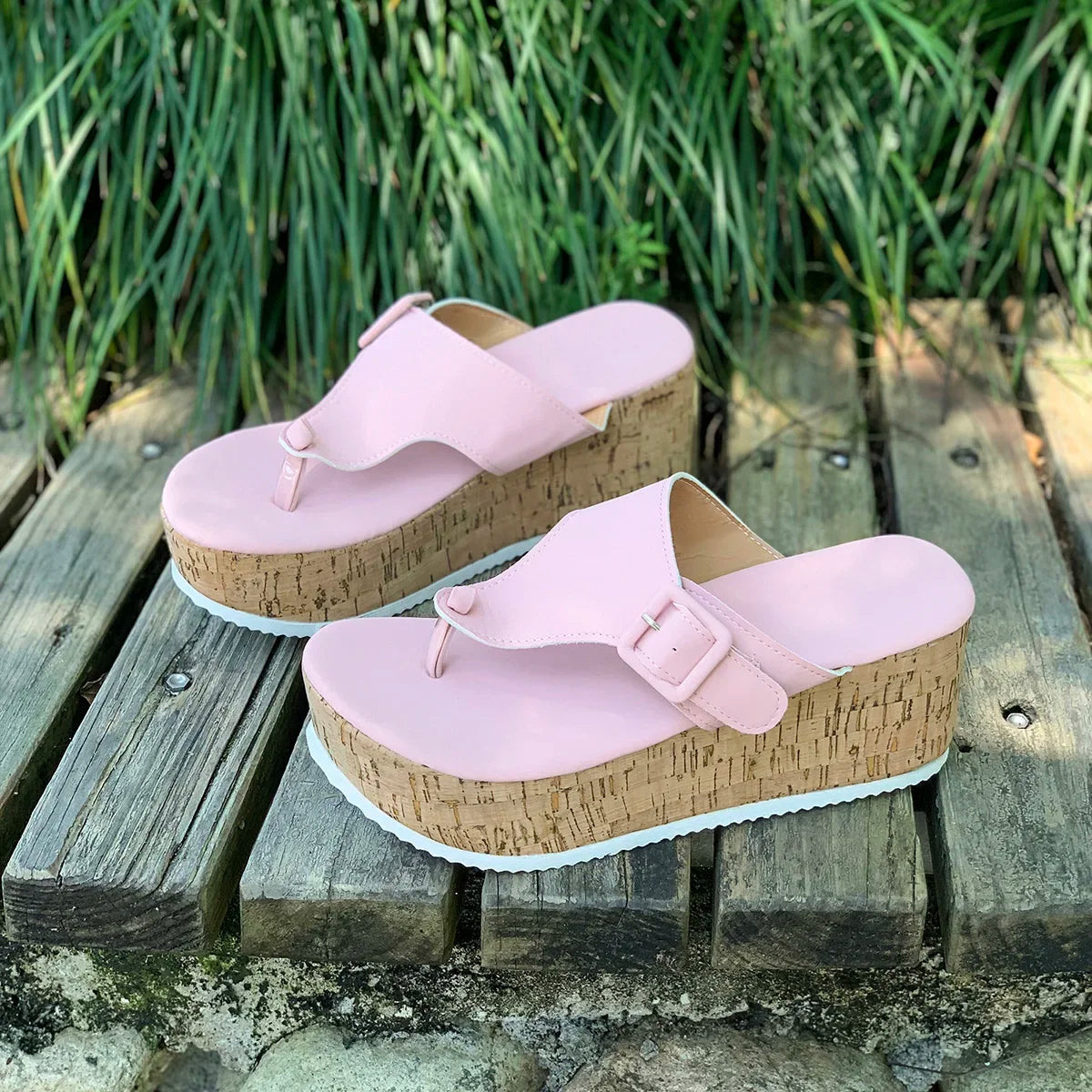 Summer Flip Flops Shoes Female Wedge Platform Sandal 2024 New Ladies Thick Bottom Casual Slippers Black Pink White