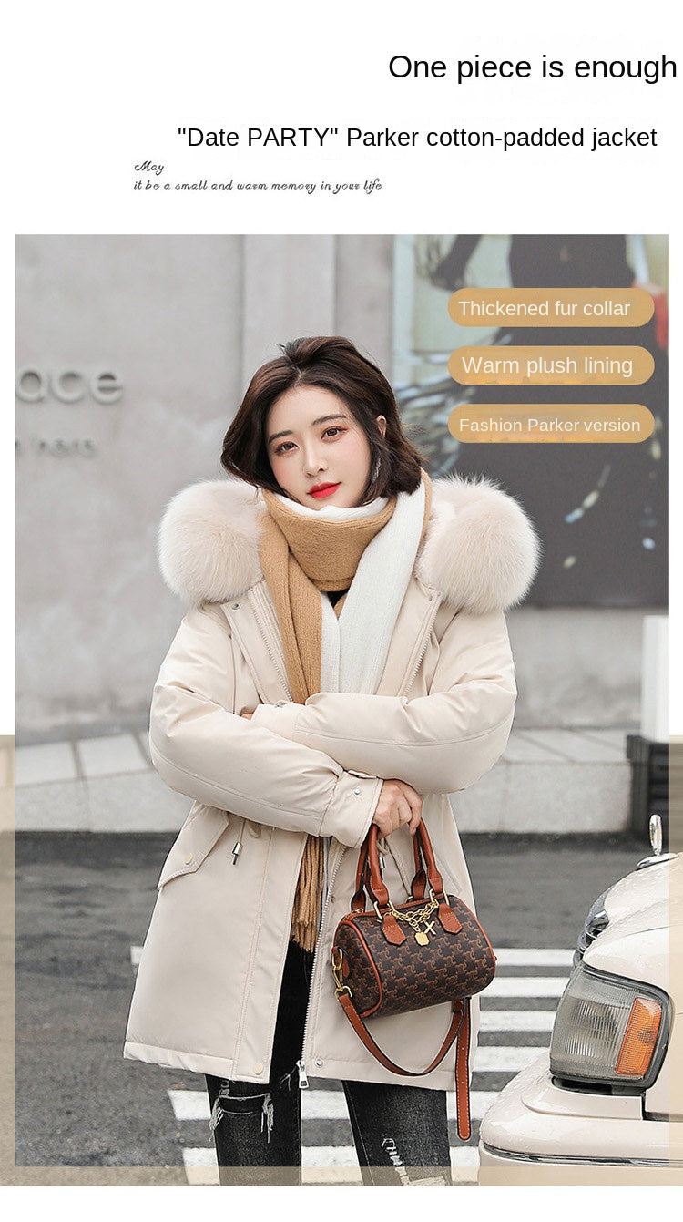 Women Parka Fashion Long Coat Wool Liner Hooded Parkas