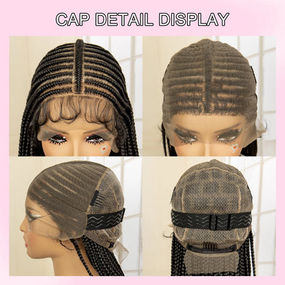 Synthetic Knotless Box Braided Wig Full Lace Cornrow Braids Wig for Black Women with Baby Hair 36 Inches Long Twist Braiding Wig