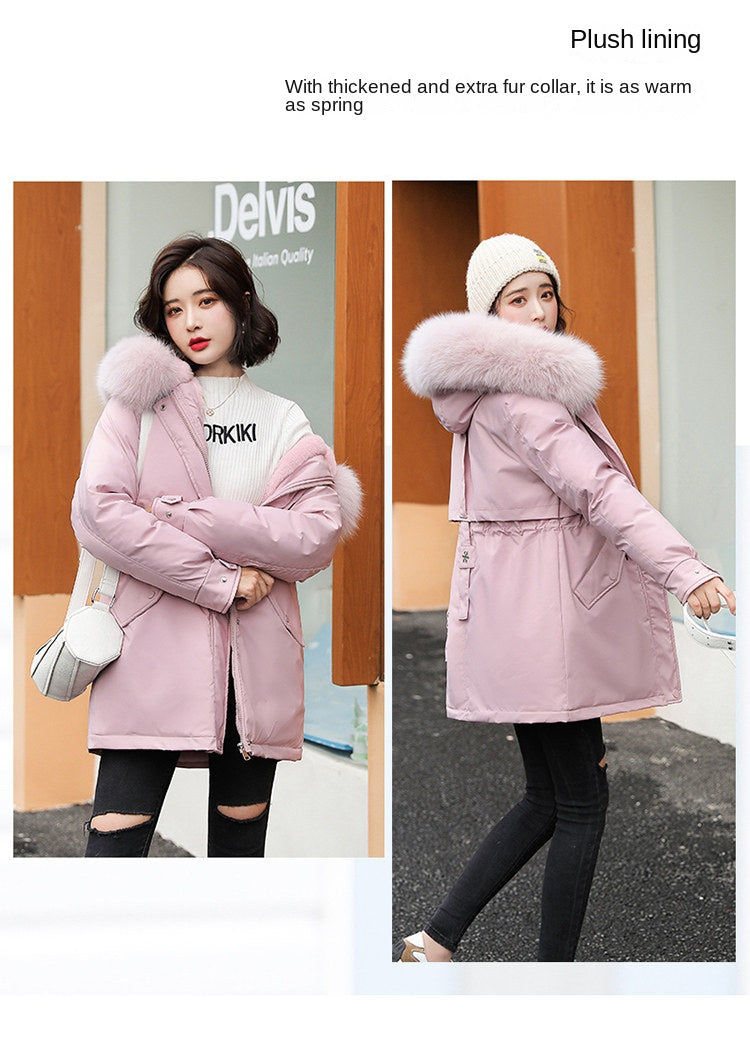 Women Parka Fashion Long Coat Wool Liner Hooded Parkas