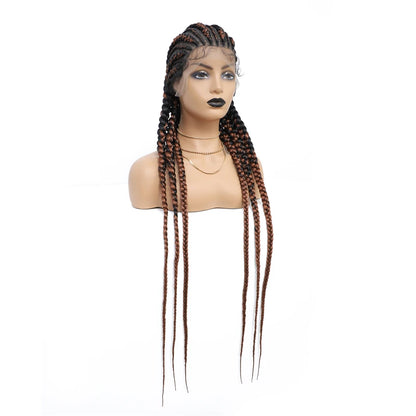 36" Synthetic Lace Front Wigs Jumbo Braided Wigs Full Lace Front Dutch Twins Cornrows Braids Wig For Black Women Crochet Hair