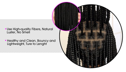 Synthetic Full Lace Cornrow Braided Wigs with Baby Hair 36 Inches Knotless Box braids