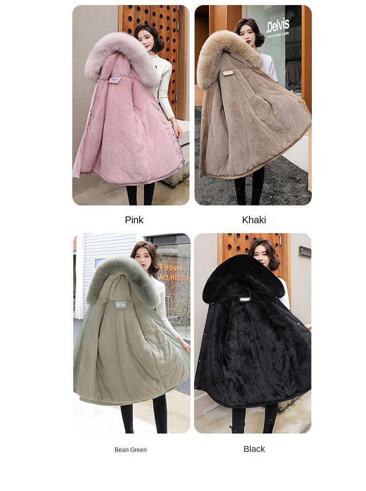 Women Parka Fashion Long Coat Wool Liner Hooded Parkas