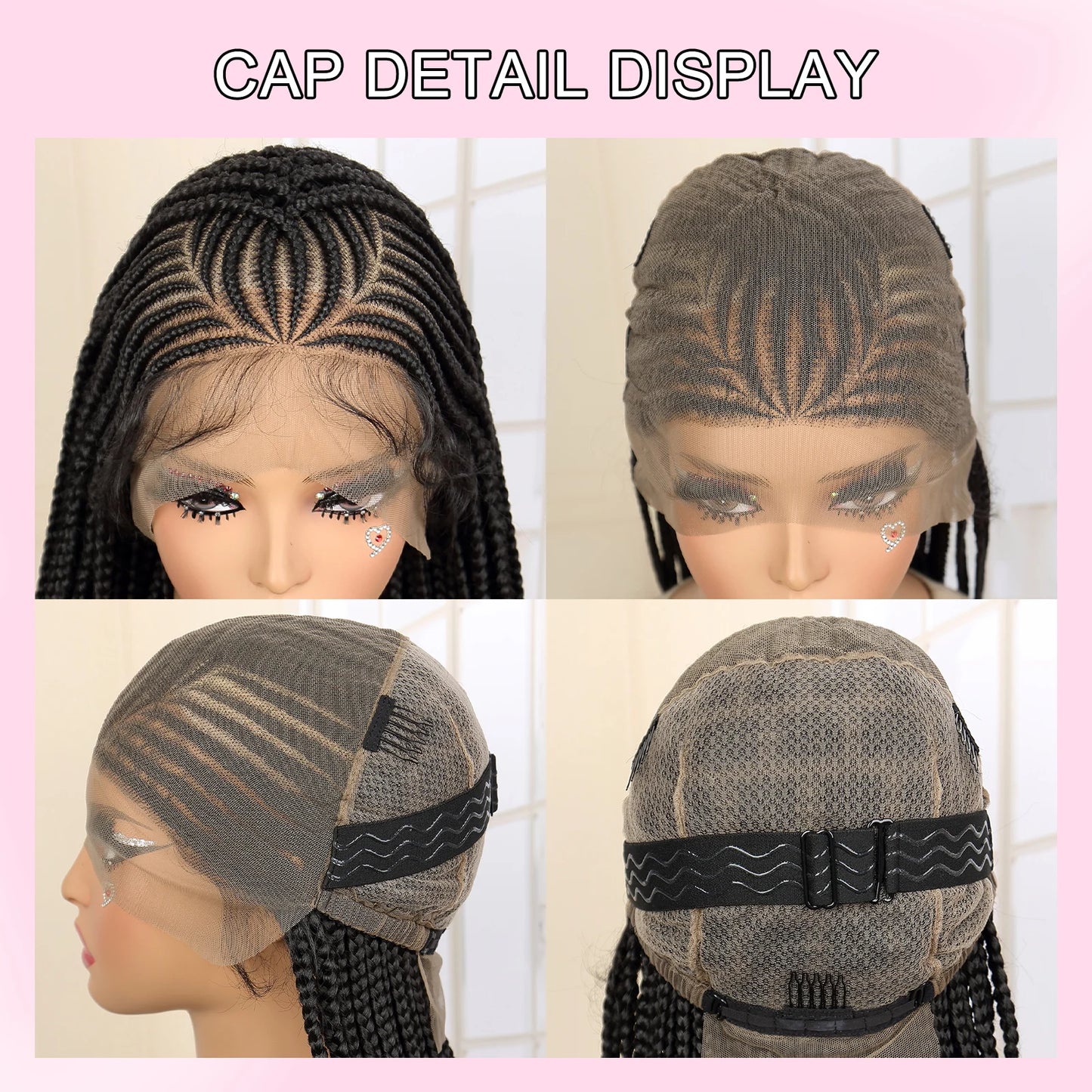 Synthetic Full Lace Cornrow Braided Wigs with Baby Hair 36 Inches Knotless Box braids