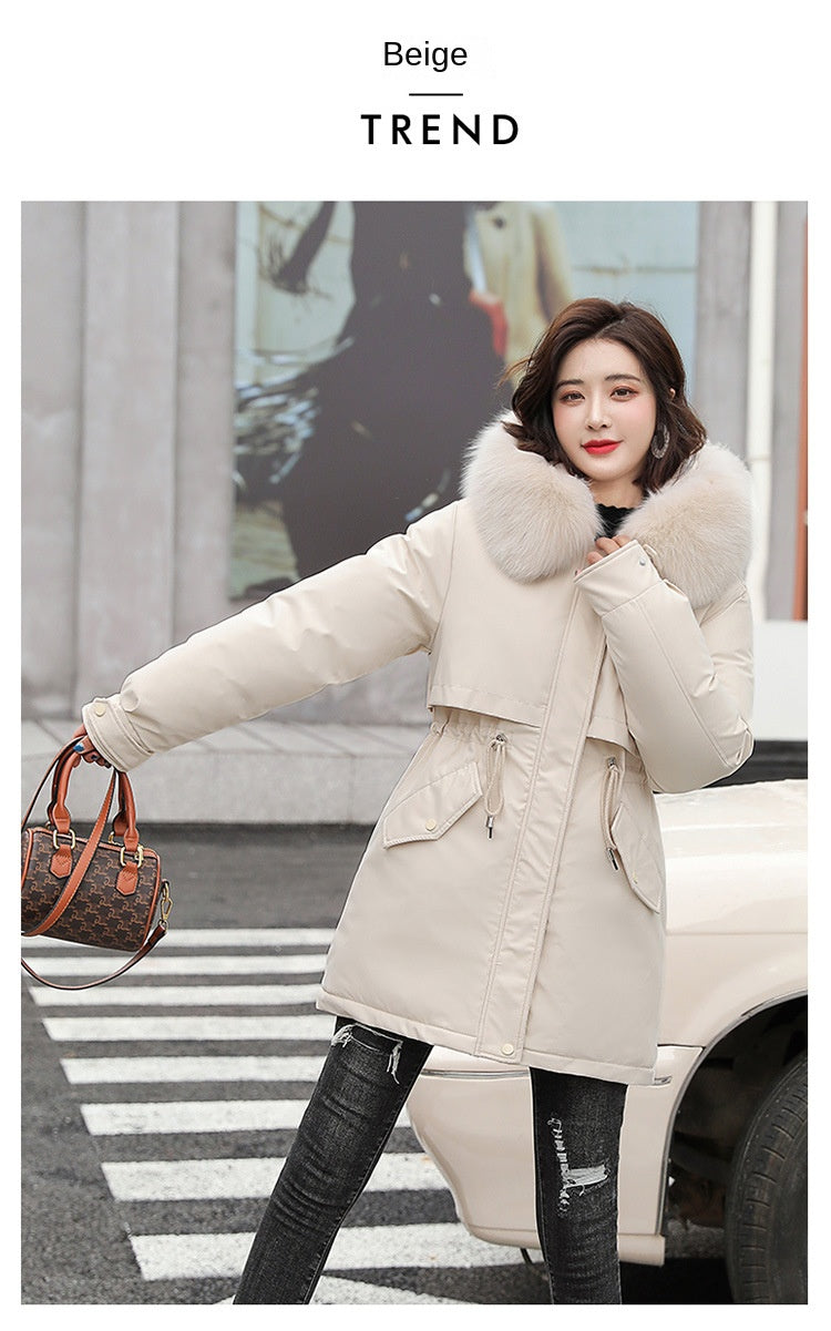 Women Parka Fashion Long Coat Wool Liner Hooded Parkas