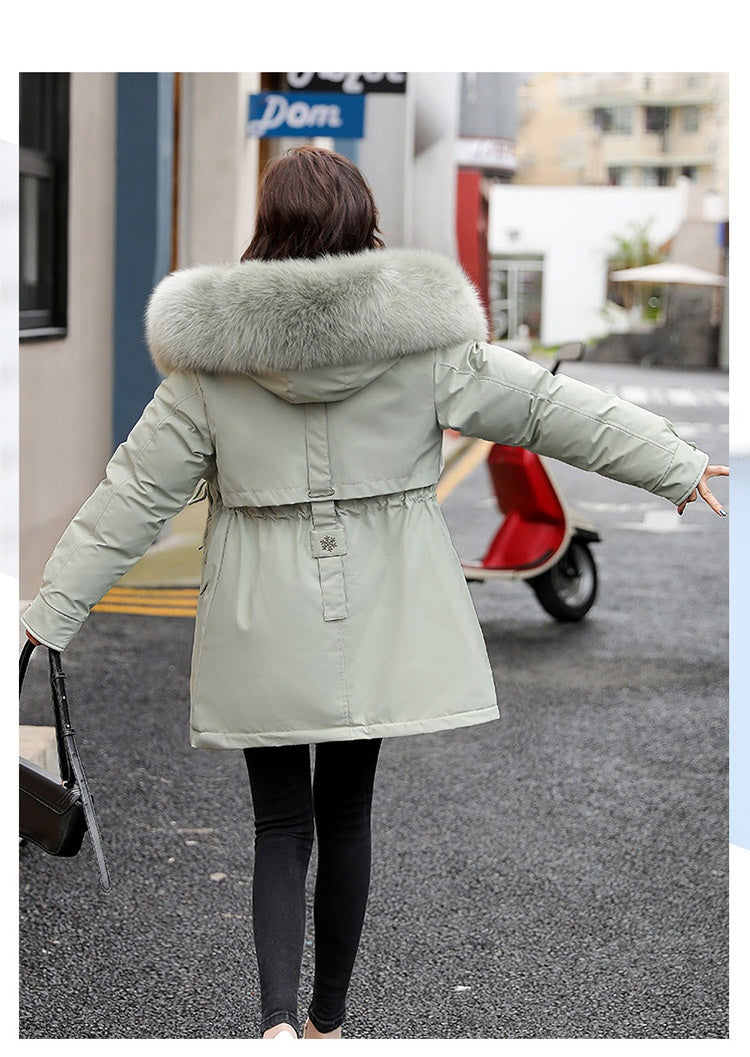 Women Parka Fashion Long Coat Wool Liner Hooded Parkas