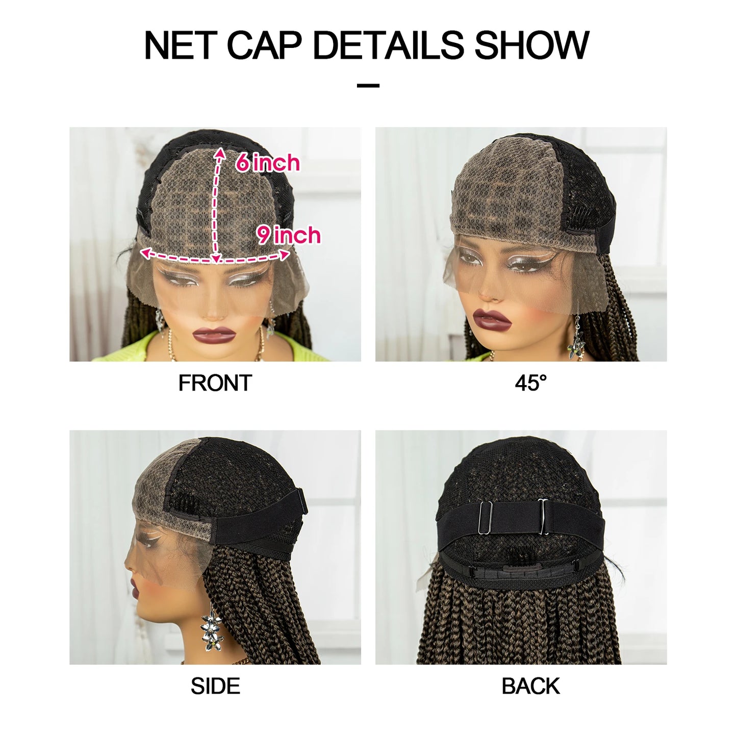 Synthetic Braided Wig Synthetic Hair Lace Front Wigs Box Braided Wigs for Black Women 36 Inches Micro Braids Wigs with Baby Hair