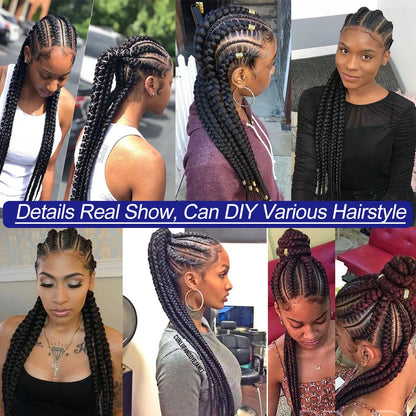 36" Synthetic Lace Front Wigs Jumbo Braided Wigs Full Lace Front Dutch Twins Cornrows Braids Wig For Black Women Crochet Hair