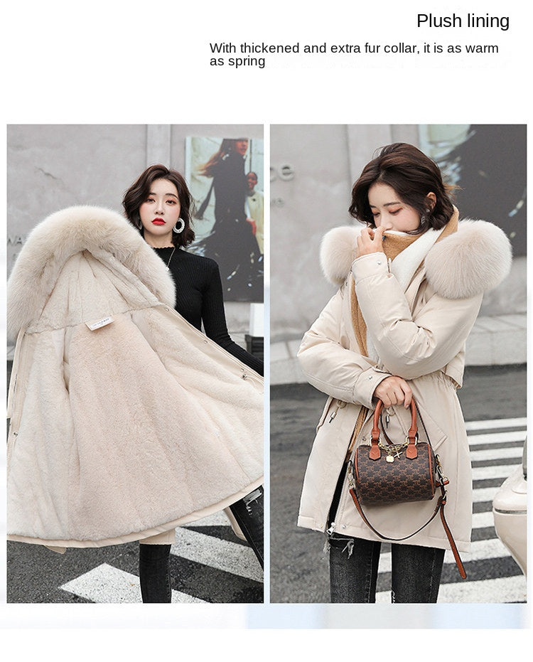 Women Parka Fashion Long Coat Wool Liner Hooded Parkas