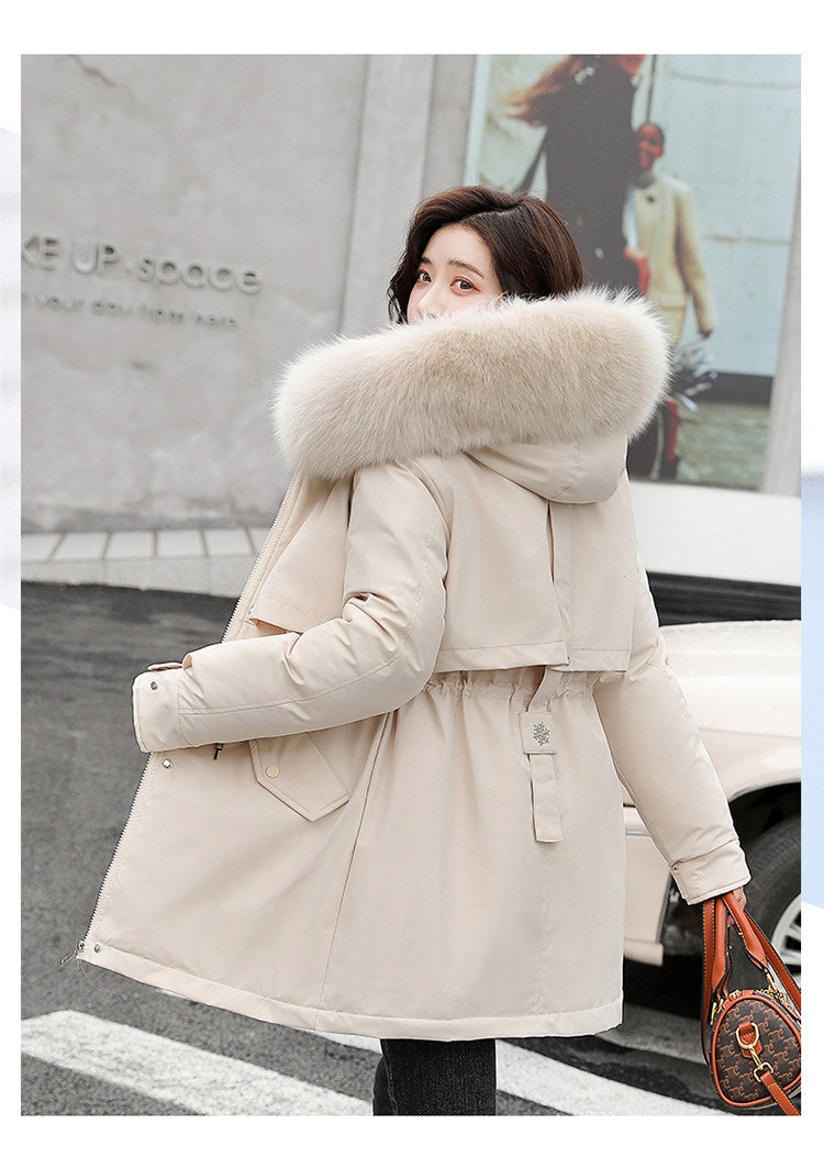 Women Parka Fashion Long Coat Wool Liner Hooded Parkas