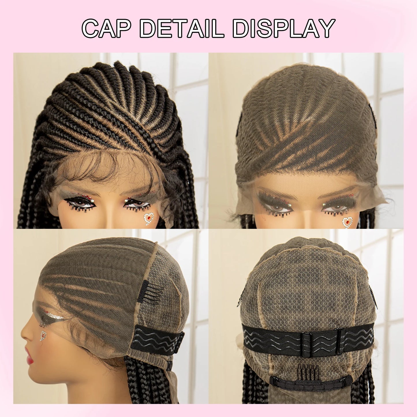 Synthetic Knotless Box Braided Wig Full Lace Cornrow Braids Wig for Black Women with Baby Hair 36 Inches Long Twist Braiding Wig