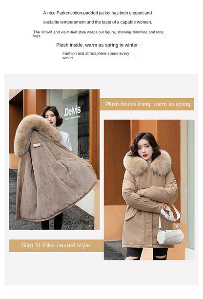 Women Parka Fashion Long Coat Wool Liner Hooded Parkas