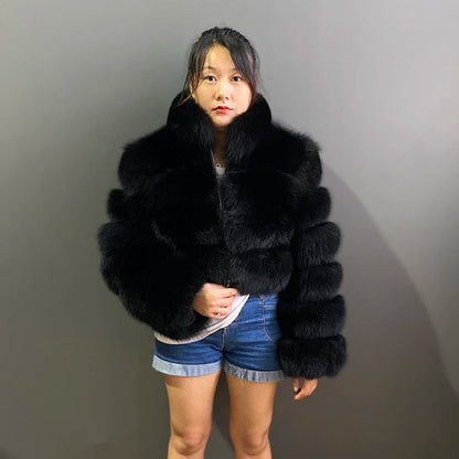 Beautiful FOXY, SUPER WARM & COZY Fur Coat.  The fur is real fox fur