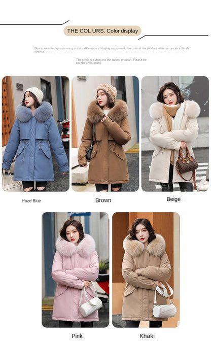 Women Parka Fashion Long Coat Wool Liner Hooded Parkas