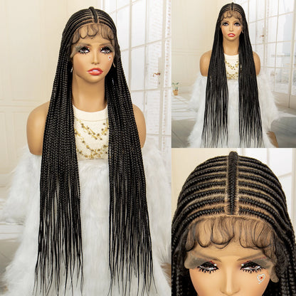 Synthetic Knotless Box Braided Wig Full Lace Cornrow Braids Wig for Black Women with Baby Hair 36 Inches Long Twist Braiding Wig