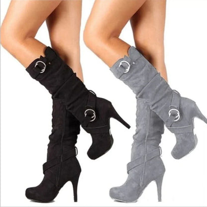 2024 ladies autumn long Boots High heeled outdoor non slip Casual comfort women's boots