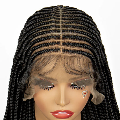 Synthetic Knotless Box Braided Wig Full Lace Cornrow Braids Wig for Black Women with Baby Hair 36 Inches Long Twist Braiding Wig