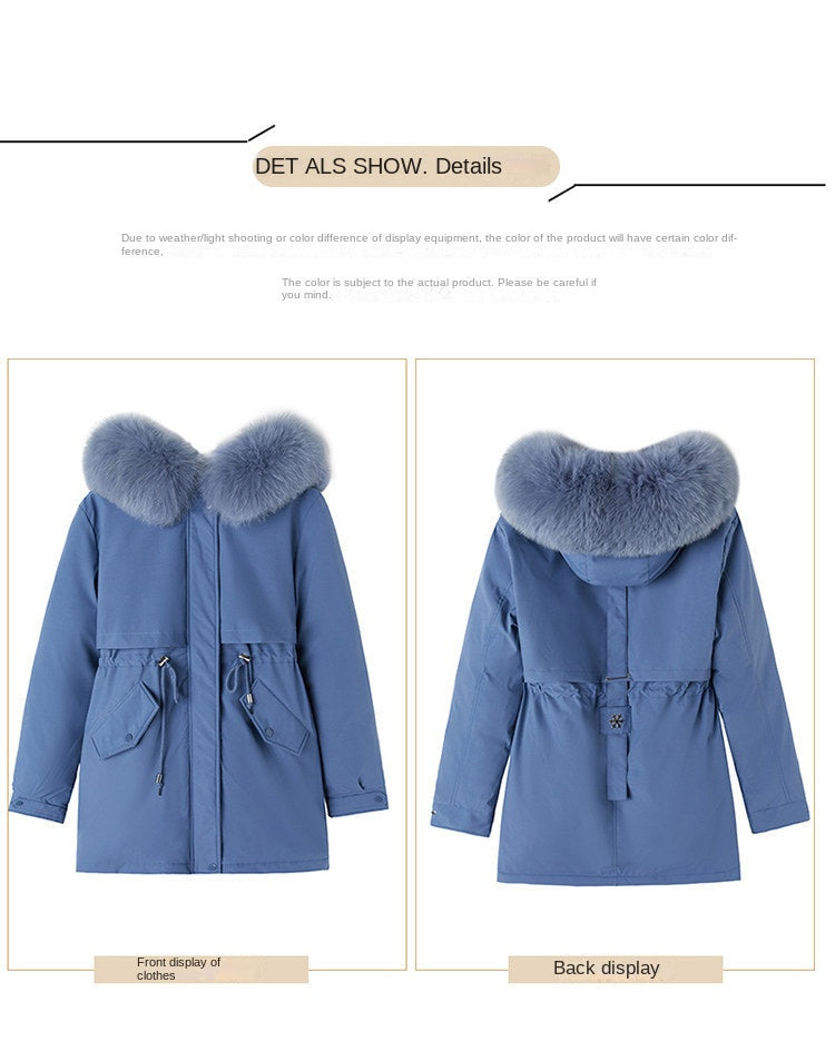 Women Parka Fashion Long Coat Wool Liner Hooded Parkas