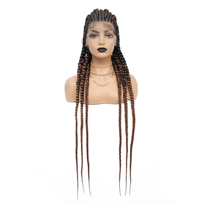 36" Synthetic Lace Front Wigs Jumbo Braided Wigs Full Lace Front Dutch Twins Cornrows Braids Wig For Black Women Crochet Hair