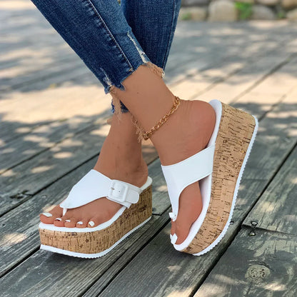 Summer Flip Flops Shoes Female Wedge Platform Sandal 2024 New Ladies Thick Bottom Casual Slippers Black Pink White