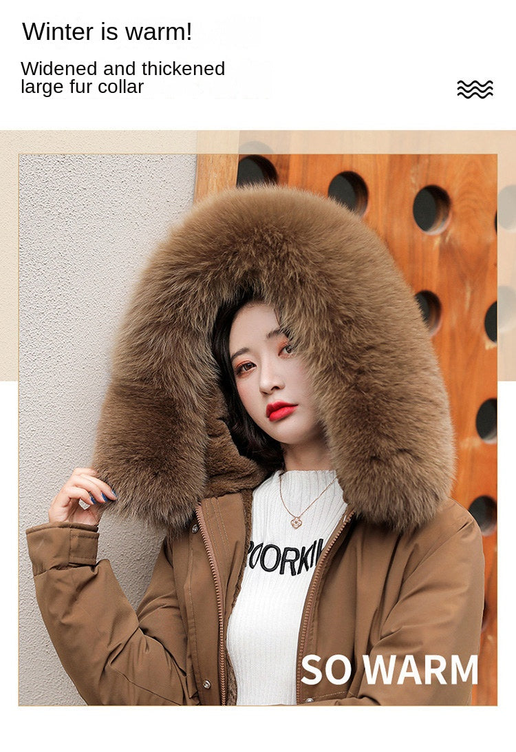 Women Parka Fashion Long Coat Wool Liner Hooded Parkas