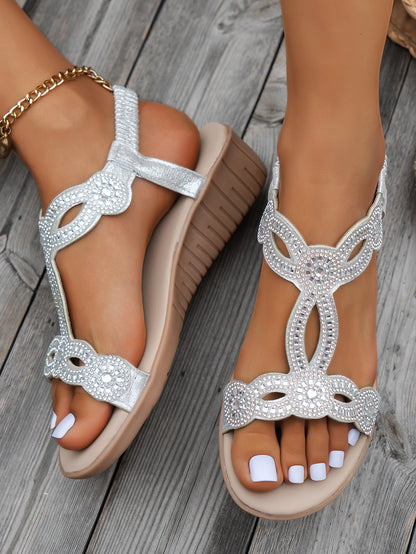 2024 Summer New Designer Platform Sandals Women Fashion Casual Roman Shoes Female Solid Color Crystal Sandalias Mujer