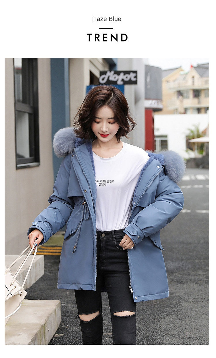 Women Parka Fashion Long Coat Wool Liner Hooded Parkas