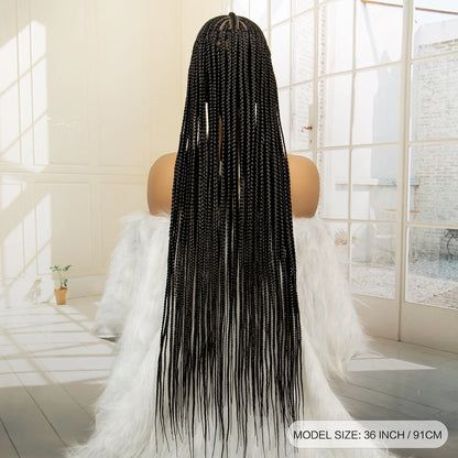 Synthetic Knotless Box Braided Wig Full Lace Cornrow Braids Wig for Black Women with Baby Hair 36 Inches Long Twist Braiding Wig