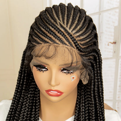 Synthetic Knotless Box Braided Wig Full Lace Cornrow Braids Wig for Black Women with Baby Hair 36 Inches Long Twist Braiding Wig