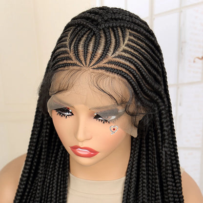 Synthetic Full Lace Cornrow Braided Wigs with Baby Hair 36 Inches Knotless Box braids